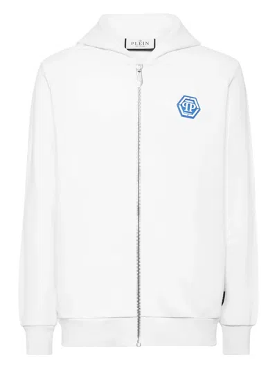 Philipp Plein Logo-print Zip-up Hoodie In White
