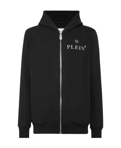 PHILIPP PLEIN LOGO-PRINT ZIP-UP HOODIE