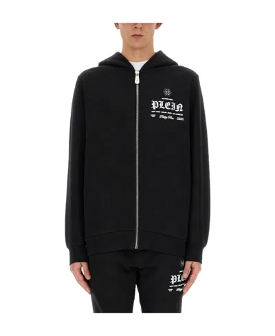 PHILIPP PLEIN PHILIPP PLEIN LOGO PRINTED ZIPPED HOODIE