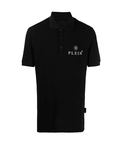 Philipp Plein Logo Printed Short-sleeved Polo Shirt In Black