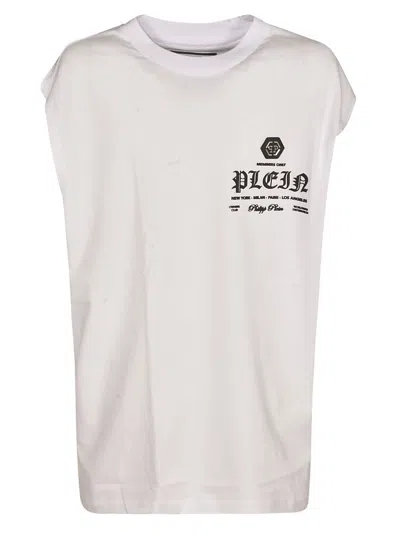Philipp Plein Logo Round Neck T-shirt In White