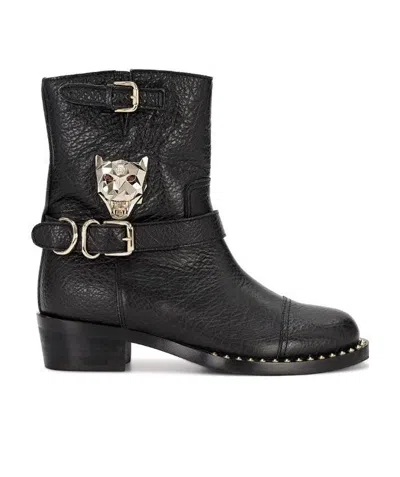Philipp Plein Logo Short Boots In Black