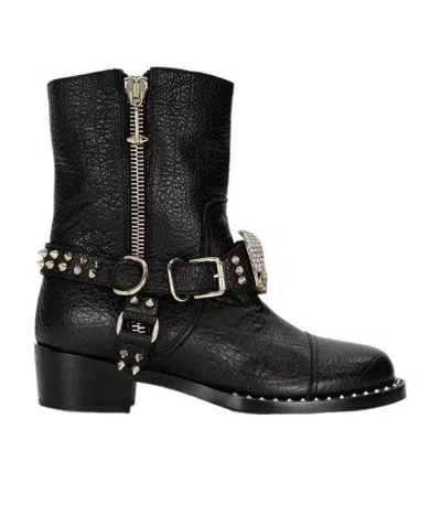 Philipp Plein Logo Short Boots In Black