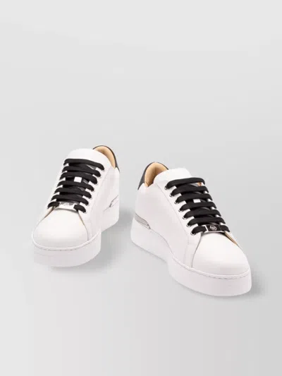 Philipp Plein Logo Sneaker Contrast Heel In White