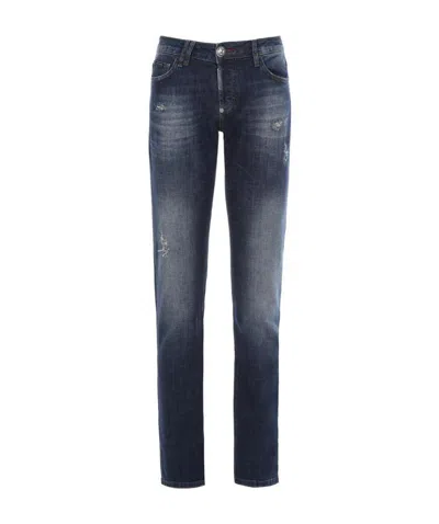 Philipp Plein Logo Straight Jeans In Black