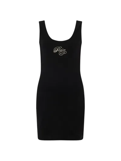 Philipp Plein Logo-strass Mini Dress In Black