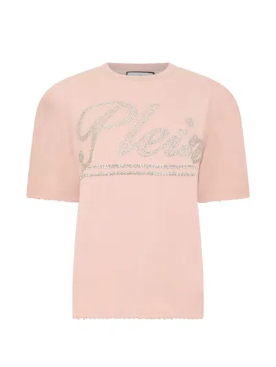 Philipp Plein Logo-strass T-shirt In Pink