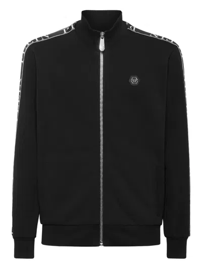 Philipp Plein Logo-tape Zip-up Track Jacket In Black