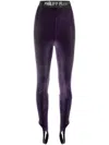 Philipp Plein Logo-underband Velvet Leggings In Purple