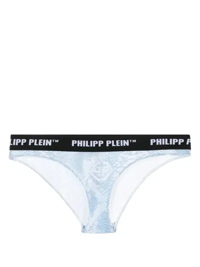 Philipp Plein Logo-waistband Briefs In Blue
