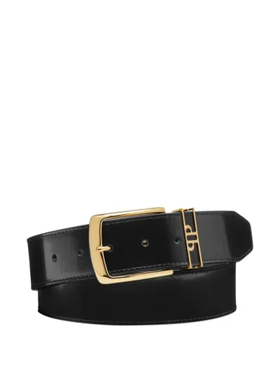 Philipp Plein Logo-detail Leather Belt In Black