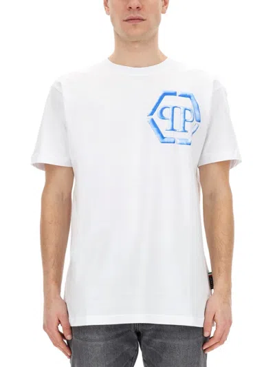 Philipp Plein Logo-emblazoned Cotton T-shirt With Crew Neck In White