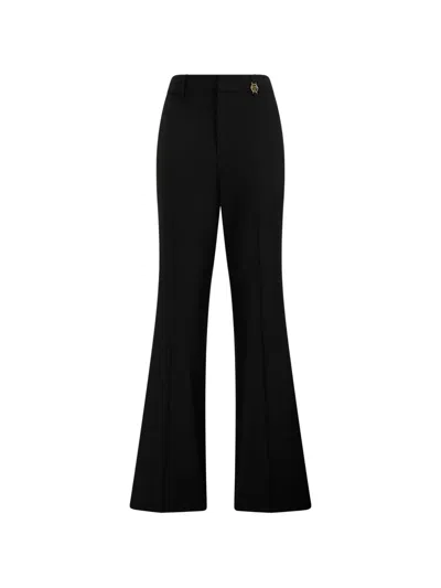 Philipp Plein Logo-plaque Flared Trousers In Black