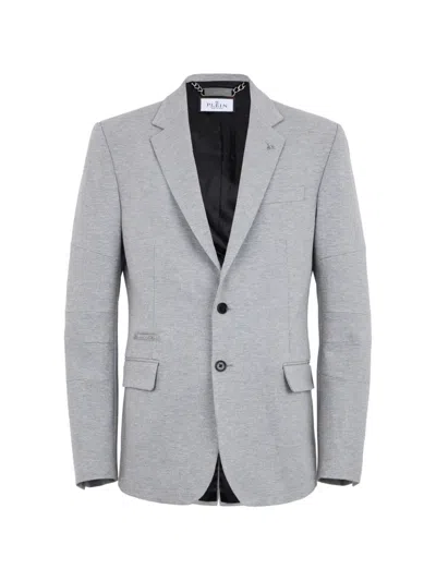 Philipp Plein Logo-plaque Fleece Blazer In Blue
