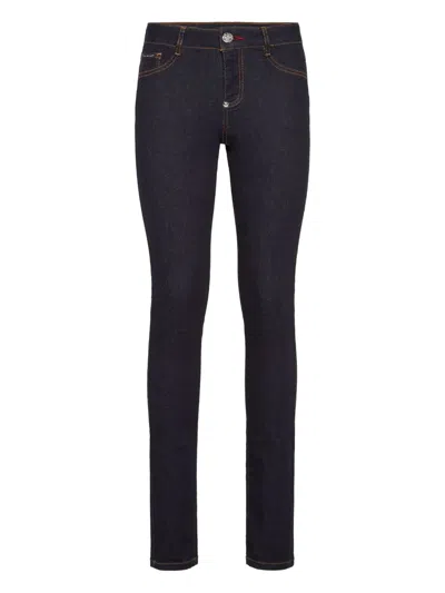 Philipp Plein Logo-plaque Jeans In Blue