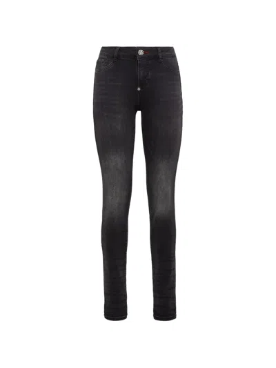 Philipp Plein Logo-plaque Skinny Denim Jeans In Black