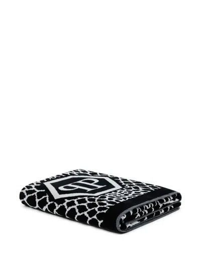 Philipp Plein Logo-print Beach Towel In Black