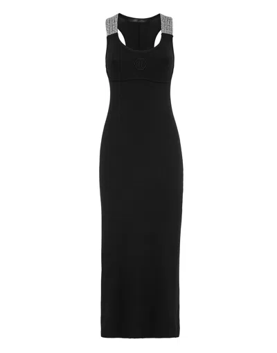 Philipp Plein Crystal-embellished Tank Dress In Black