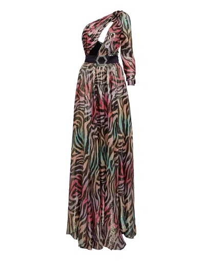 Philipp Plein Long Dress Jungle In Multi