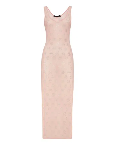 PHILIPP PLEIN LONG DRESS MONOGRAM STRASS