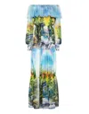 Philipp Plein Hawaii Pleated Maxi Dress In Multi