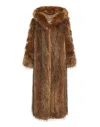 Philipp Plein Long Eco Fox Coat In Brown