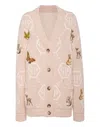 Philipp Plein Long Oversized Cardigan With Fairy Embroidery In Neutral