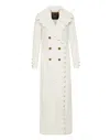 Philipp Plein Long Sangallo Leather Trench Coat In White