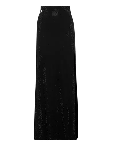 Philipp Plein Long Skirt Crystal In Black