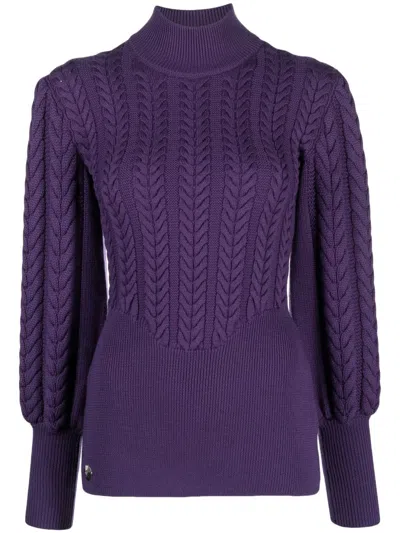 Philipp Plein Long-sleeve Knitted Wool Jumper In Purple
