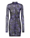 Philipp Plein Long-sleeve Mini Dress Flowers In Black