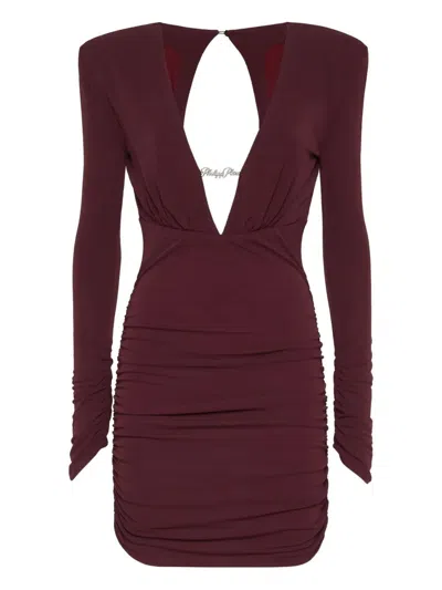 Philipp Plein Long-sleeved Mini Dress In Red