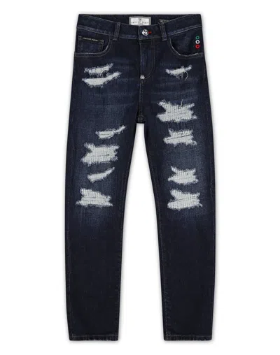 Philipp Plein Kids' Long Trousers In Blue