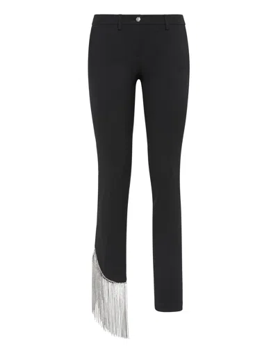 Philipp Plein Long Trousers Fringe In Black