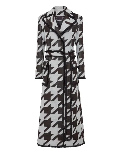 Philipp Plein Long Vest Coat Pied De Poul In Black