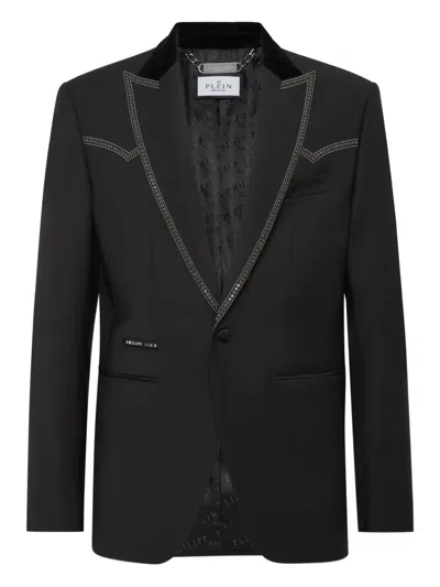 Philipp Plein Lord Fit Stud-embellished Blazer In Black