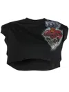 Philipp Plein Love Tattoo Cropped T-shirt In Schwarz
