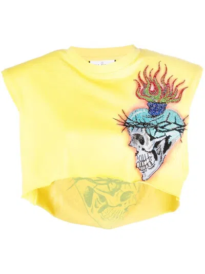 Philipp Plein Top Mit Print In Yellow