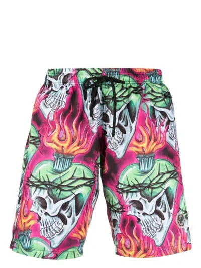 Philipp Plein Love Tattoo Badeshorts In Black
