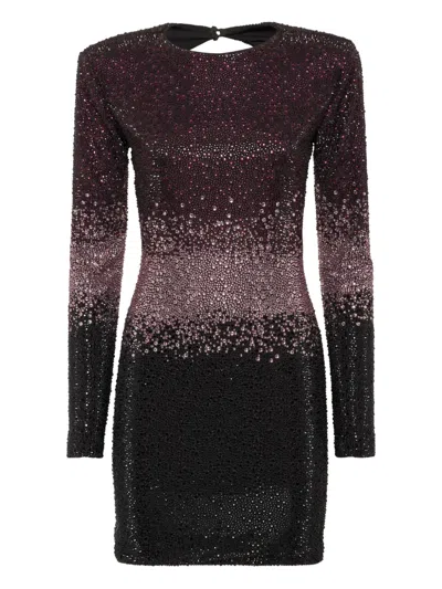 Philipp Plein Low-cut Strass Mini Dress In Black