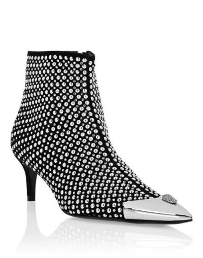 Philipp Plein Low Heel Ankle Boots Studs And Strass Skull Women In Multi