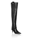 Philipp Plein Low-heel Overknee Boots Cocco Print In Black