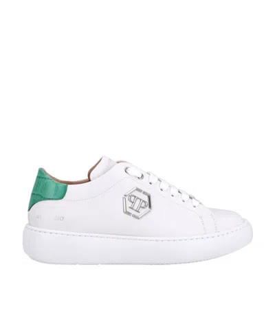 Philipp Plein Low Lace-up Sneakers In White