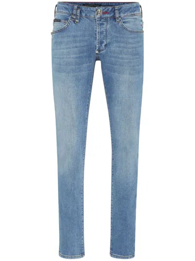 Philipp Plein Low-rise Slim-fit Tapered Jeans In Blue