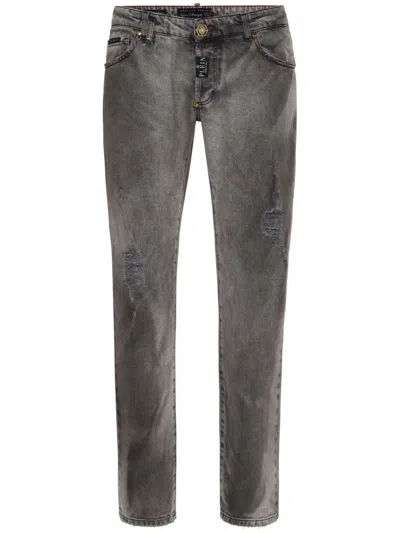 Philipp Plein Low-rise Straight-leg Jeans In Grey