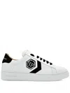 PHILIPP PLEIN LOW-TOP LEATHER ARROW FORCE SNEAKERS IN WHITE AND BLACK