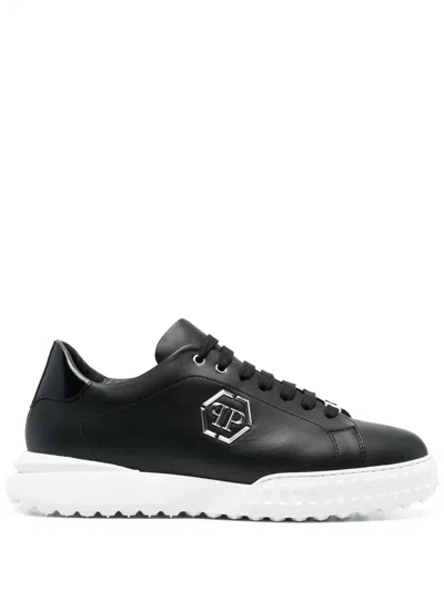 Philipp Plein Low-top Leather Sneakers In Schwarz