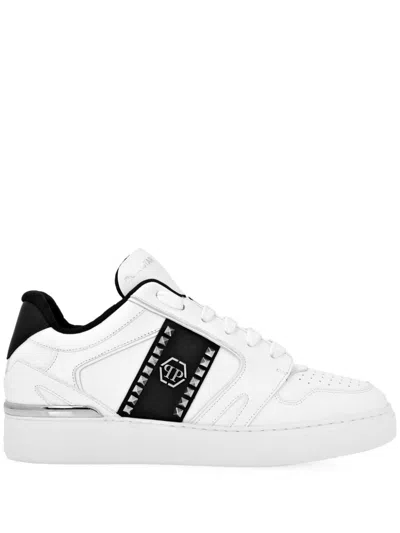 PHILIPP PLEIN LOW-TOP LEATHER SNEAKERS