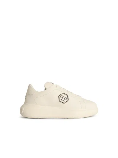 Philipp Plein 'low Top New Basic Hexagon' White Lear Sneakers