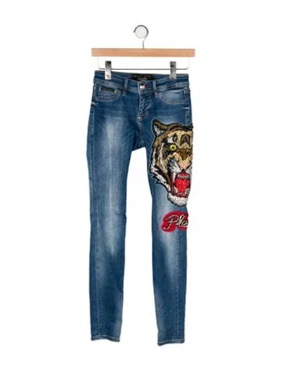 Pre-owned Philipp Plein Low-rise Skinny Leg Jeans In Blue